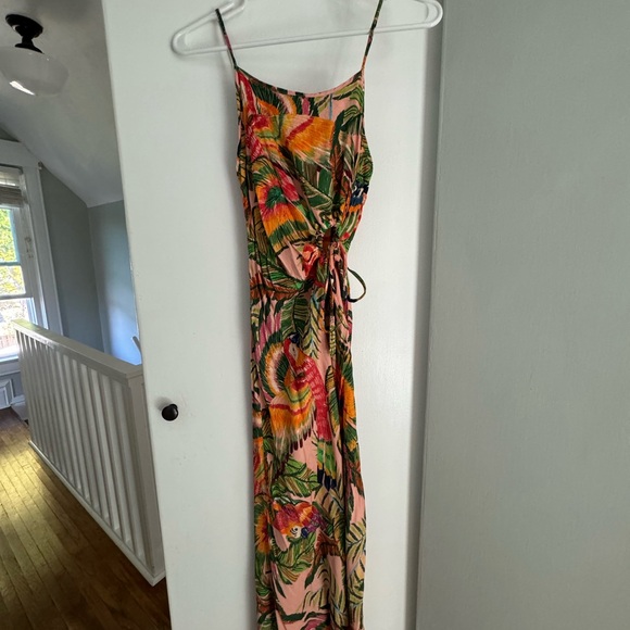 Farm Rio Macaw Leaves Tropical Print Midi Dress XS - Picture 10 of 10